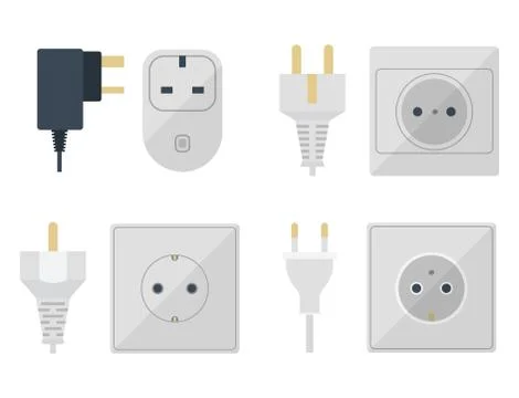 Electric plugs stack outlet illustration energy socket electrical outlets plugs Stock Illustration