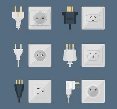 Electric plugs stack outlet illustration energy socket electrical outlets plugs Stock Illustration