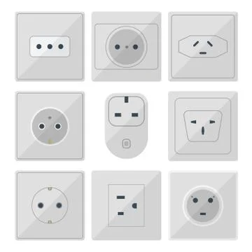 Electric plugs stack outlet illustration energy socket electrical outlets plugs Stock Illustration