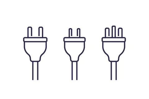 Electric plugs on white, line vector Illustrazione stock