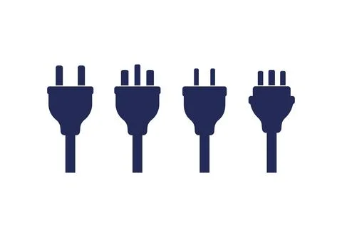 Electric plugs on white, vector set Stock Illustration