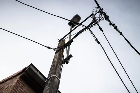 Electric Pol, looking up in the sky Stock Photos