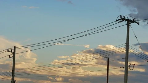 Electric pole with beautiful cloud and sunset background Stock-Footage 81415584
