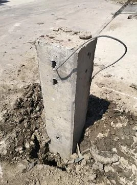 Electric pole on the ground Stock Photos