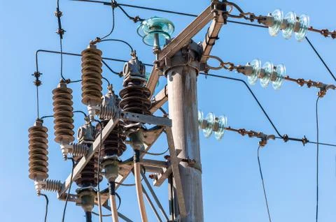 Electric pole with insulator Stock Photos