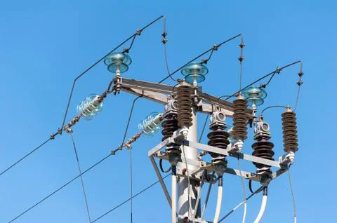 Electric pole with insulator Stock Photos