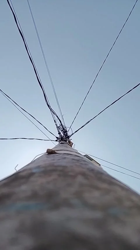 Electric pole on the side of the road seen from below Stock Footage 289115529