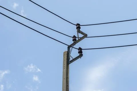 Electric pole on sky background. Foto stock