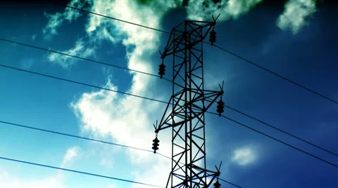 Electric pole timelapse cloud Stock Footage 8766178