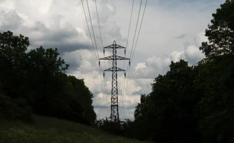 Electric Post in the distance Foto stock