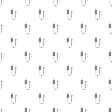 Electric power adapter plug cable seamless pattern Illustrazione stock