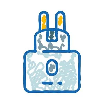 Electric power adapter plug doodle style drawing Stock Illustration