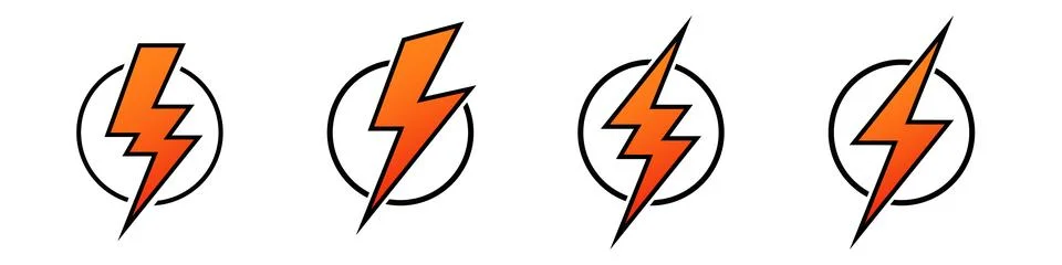 Electric Power and Thunder Flash Bolt Vector Stock Illustration