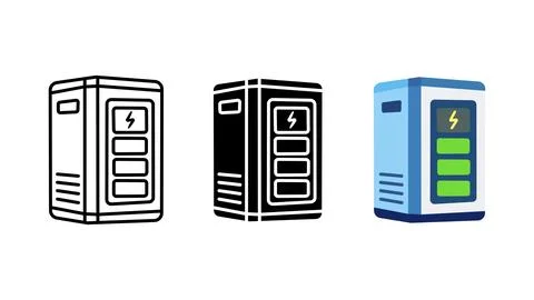 Electric power battery pack icon set Stock Illustration