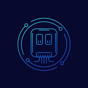 Electric power box line vector icon Stock Illustration