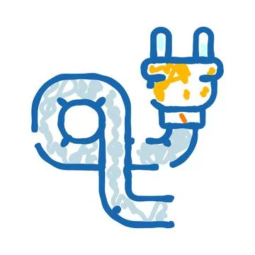 Electric power cable plug concept doodle drawing Stock Illustration