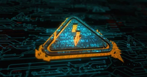 Electric power danger warning symbol digital concept Stock Footage 281234370