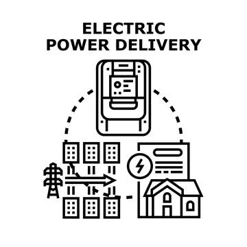 Electric power delivery concept for smart energy grid distributing Stock Illustration