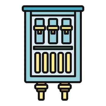 Electric power distribution switchboard with circuit breakers icon Stock Illustration