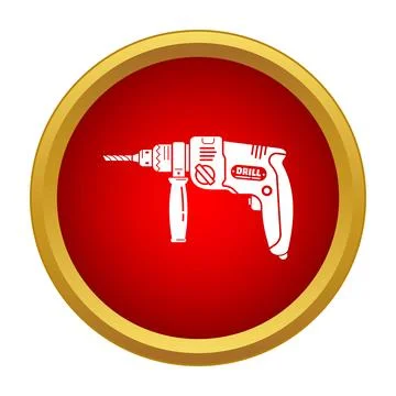 Electric power drill tool red circle icon Stock Illustration