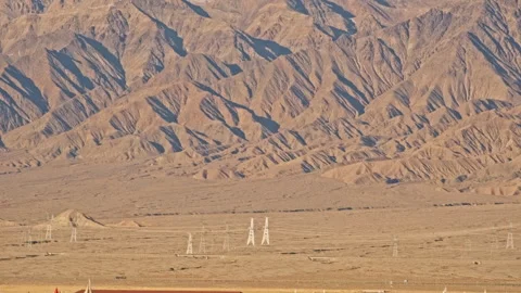 Electric power infrastructure in remote desert Stock Footage 326238000