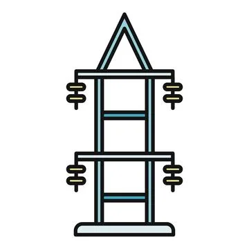 Electric power line pylon transmitting energy grid Stock Illustration