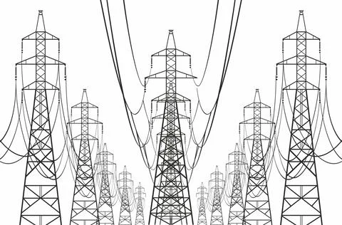 Electric power lines Stock Illustration
