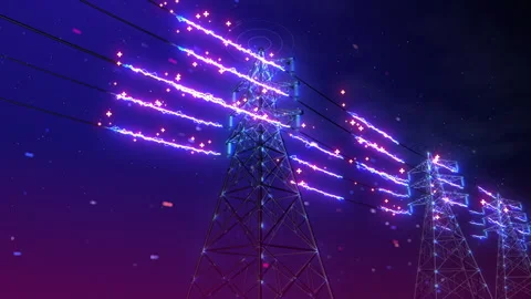 Electric Power Lines Loop Ver 05 Stock Footage 268564093