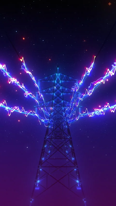 Electric Power Lines Loop Vertical Stock Footage 267499309