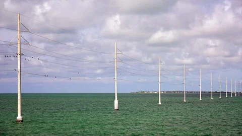 Electric Power Lines in Ocean Bring Power to Florida Keys 스톡 동영상 72155588