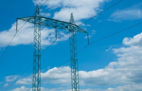 Electric power lines Stock Photos
