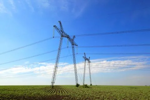 Electric power lines Stock Photos