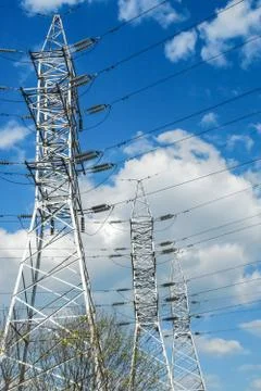 Electric power lines Stock Photos