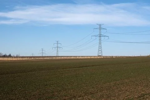 Electric power lines Stock Photos
