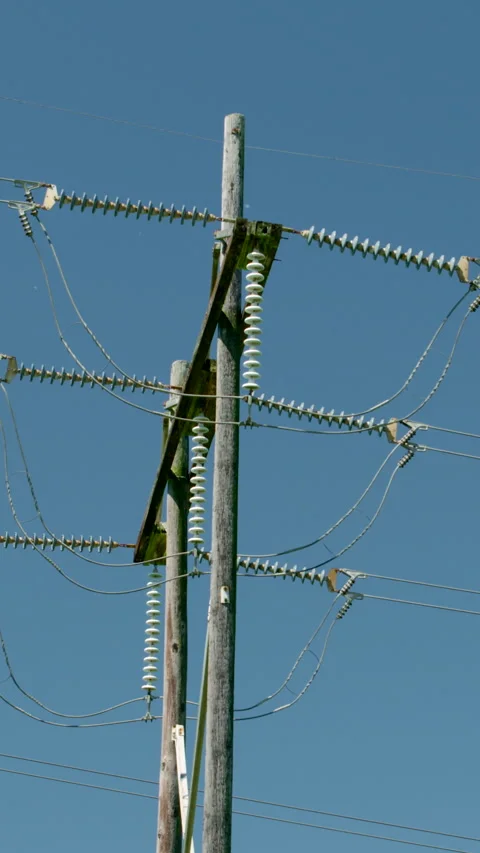 Electric power lines power grid Stock Footage 293378350