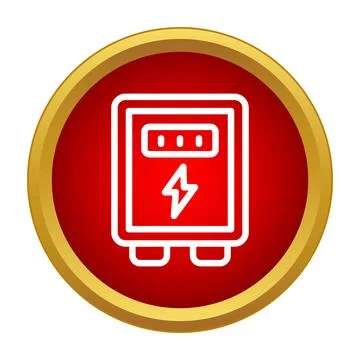Electric power meter icon on a red button イラスト素材