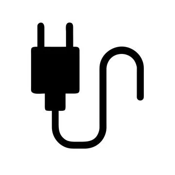 Electric Power Plug and Cable Silhouette Icon Stock Illustration