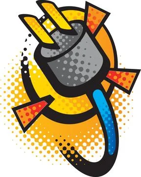 Electric Power Plug and Cable with Abstract Energy Burst - Vector Illustration Stock Illustration