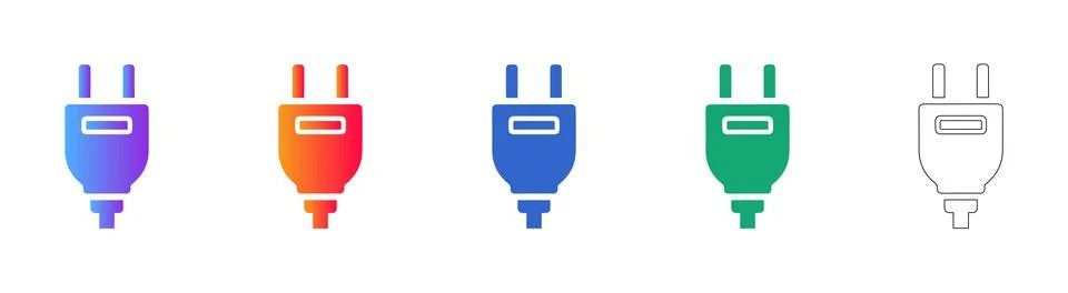 Electric Power Plug and Connection Icon Set Stock-Illustration