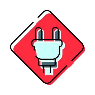 Electric power plug connecting energy hazard warning Stock Illustration