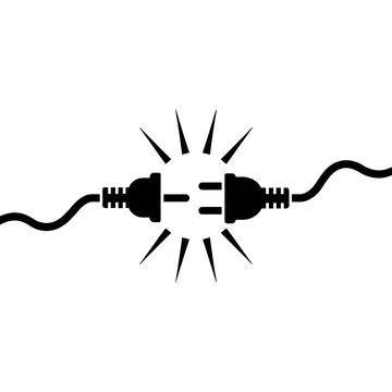 Electric Power Plug Connection Icon | Connected Cable Vector Illustration Stock Illustration
