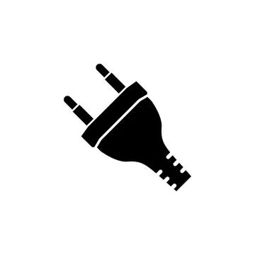 Electric Power Plug, Electrical Adapter Solid Flat Vector Icon Isolated on Wh イラスト素材
