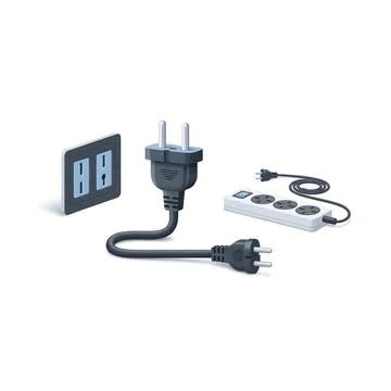 Electric power plug extension cord and double wall outlet illustration Stock Illustration