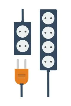 Electric Power Plug Icon - Flat Illustration on White Background Illustrazione stock