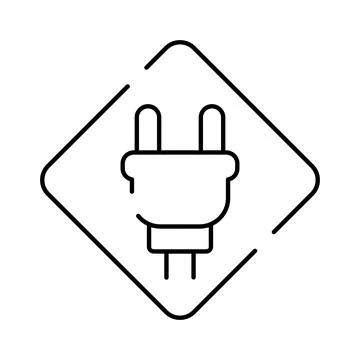 Electric power plug icon linear outline design Stock Illustration