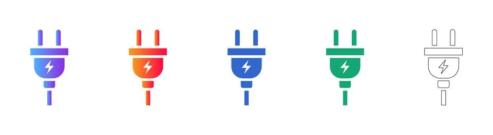 Electric Power Plug Icon Set for Energy Concepts Stock Illustration
