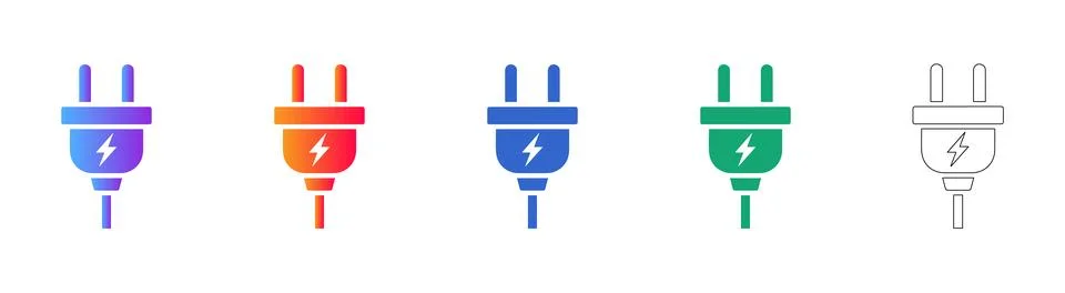 Electric Power Plug Icon Set Stock Illustration