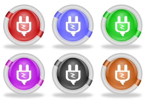 Electric power plug web icon button Stock Illustration