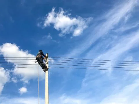 Electric power pole. Stock Photos