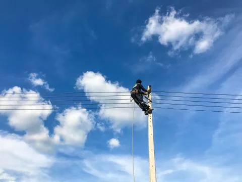 Electric power pole. Stock Photos